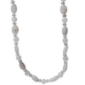 Elegant Pink Rose Quartz Clear Beaded Necklace Minimalist Fashion Jewelry Women